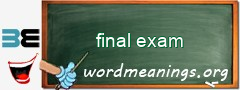 WordMeaning blackboard for final exam